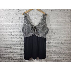 Catherines Women's Plus Size 28W One Piece Swimsuit Black Geometric GEO15E